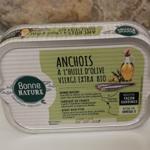 ANCHOIS ENTIERS A L'HUILE D'OLIVE BIO 115G