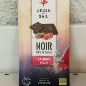 CHOCOLAT NOIR FRAMBOISE ET PRALIN 100 G BIO